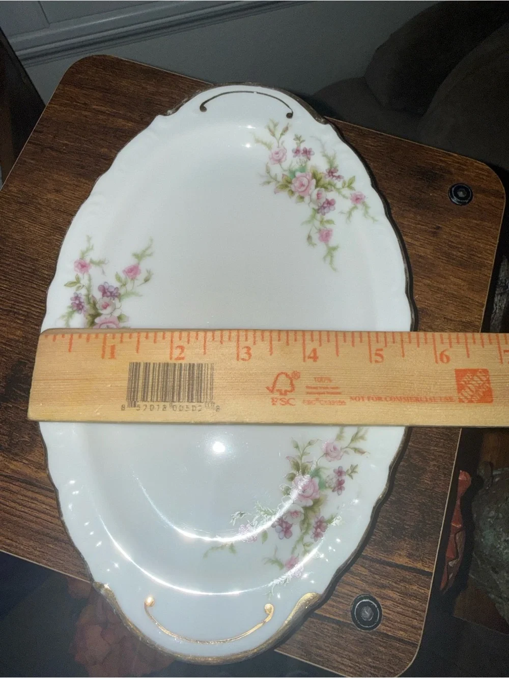 Forget Me Not -Classic Floral Porcelain Serving Platter in White with Pink Roses